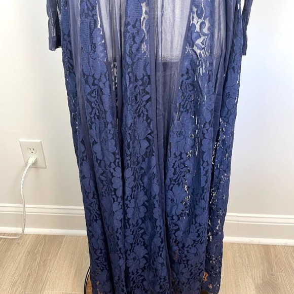 We Are HAH Mama C Sheer Lace Slip Maxi Dress In Navy Size XS New - Picture 7 of 16